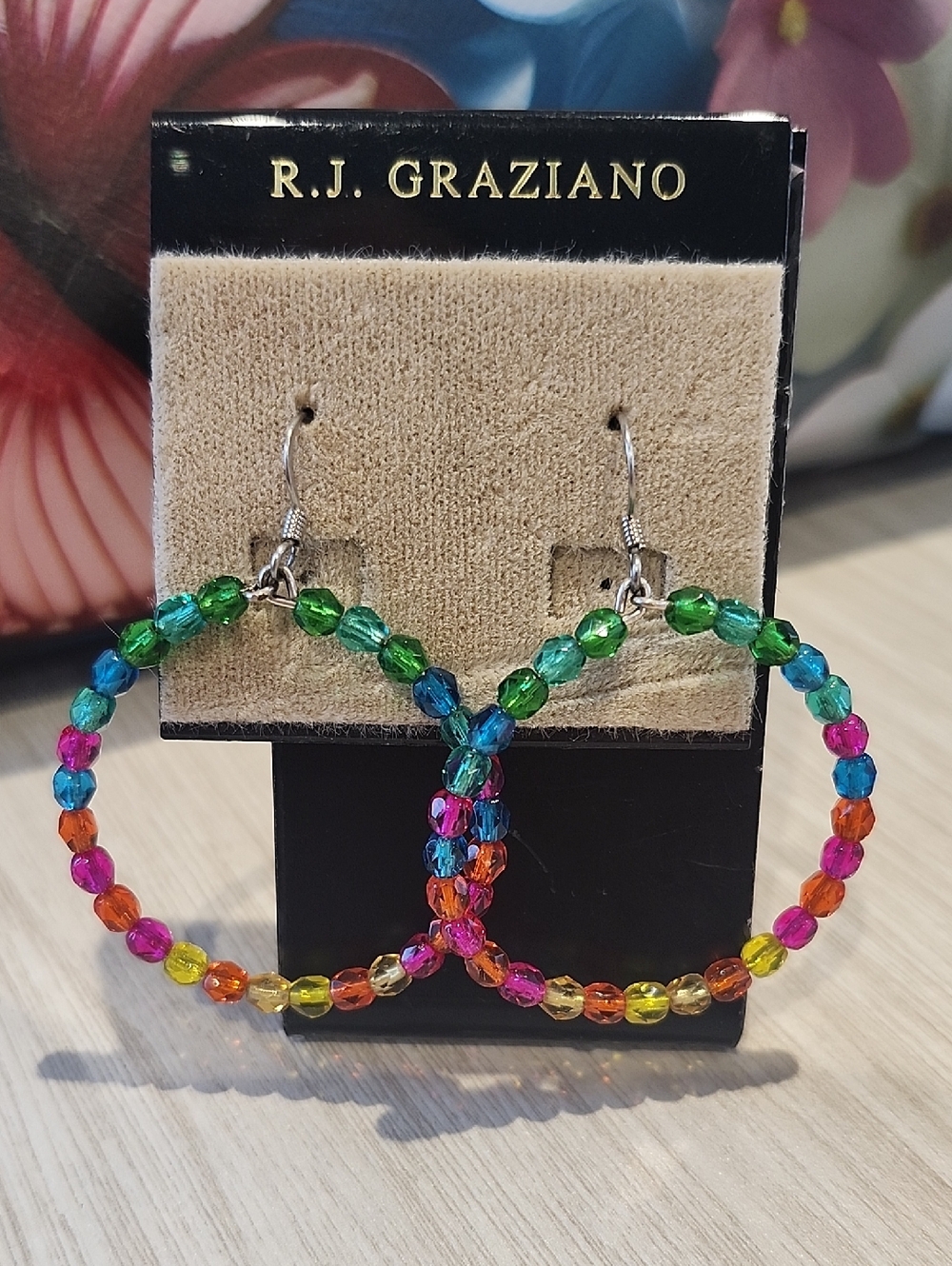 R.J. Graziano Multicolor Beaded Hoop Earrings